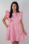 pink scalloped ruffle trim babydoll dress