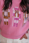 Sequin Nutcracker Pink Sleeveless Sweater