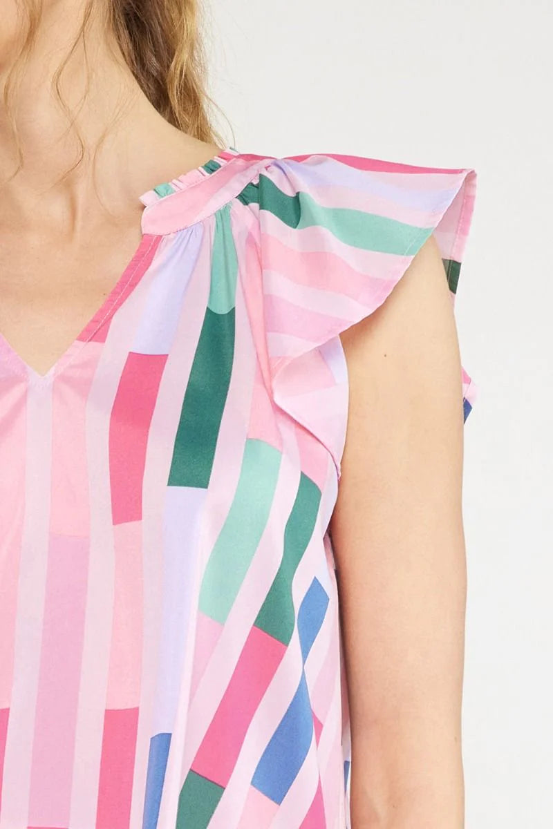 entro pink stripe spring top