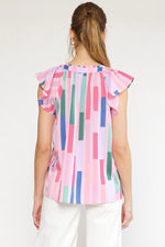 entro pink stripe spring top