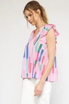 entro pink stripe spring top