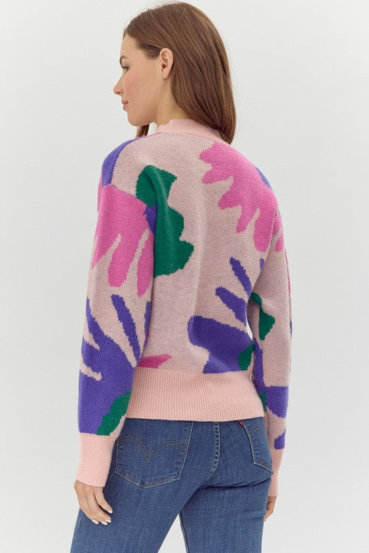 Jodifl Light pink sweater with large multicolor print