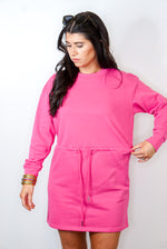 pink sweatshirt athleisure dress