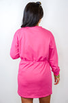 pink sweatshirt athleisure dress