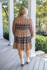 plus size flannel plaid babydoll dress