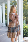 plus size flannel plaid babydoll dress