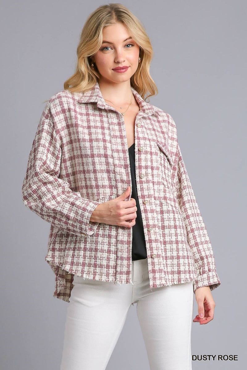 plaid tweed mauve umgee jacket