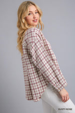 plaid tweed mauve umgee jacket