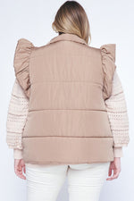 plus size ruffle sleeve puffer vest