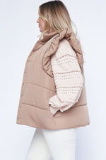 plus size ruffle sleeve puffer vest