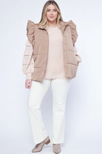 plus size ruffle sleeve puffer vest