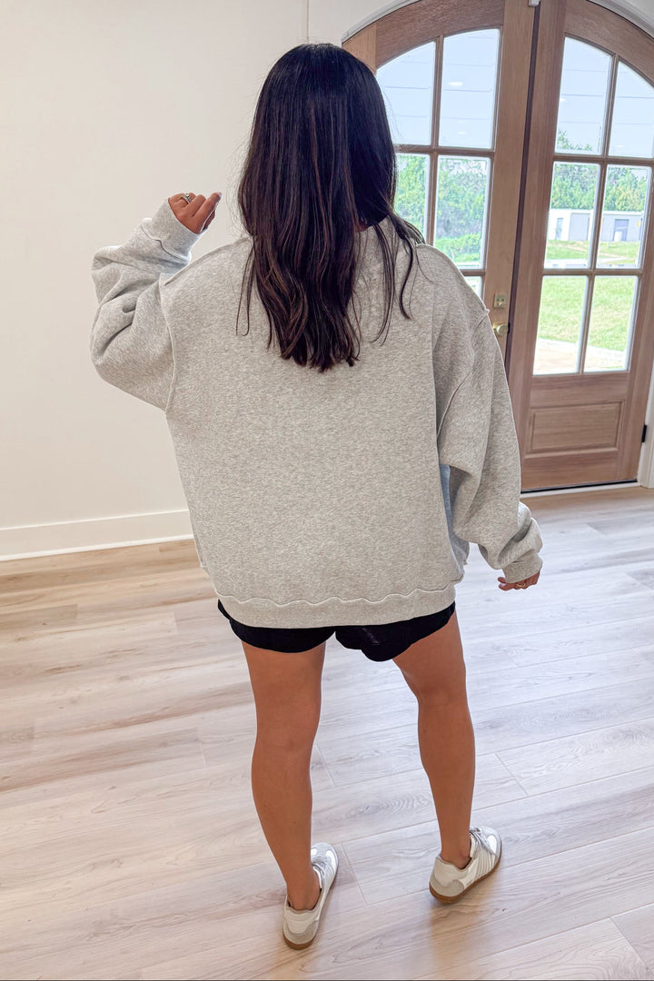 PRAY Polka Dot Grey Mock Neck Sweatshirt
