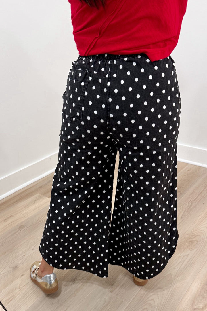 polka dot black and white pants back