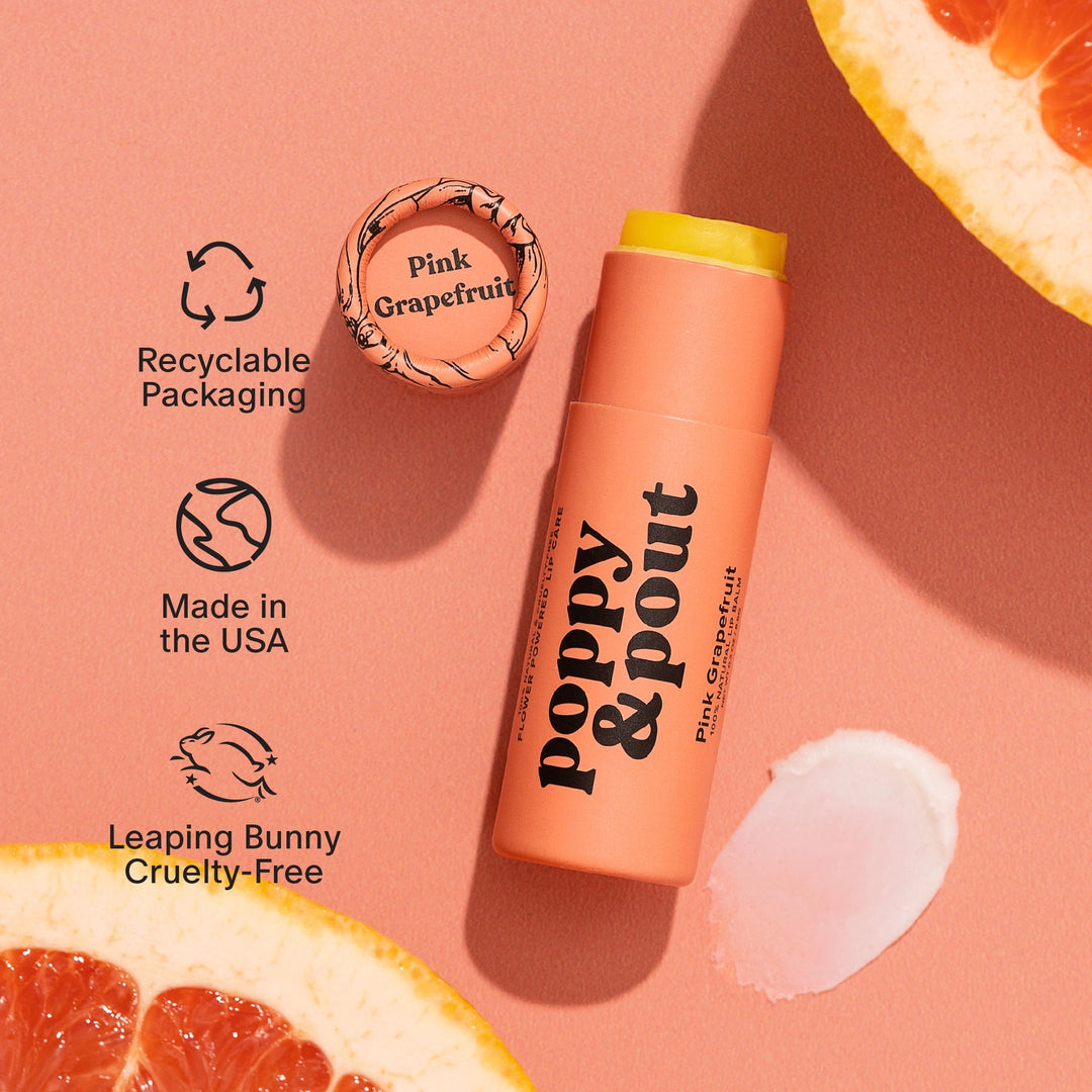 Poppy & Pout  pink grapefruit lip balm 