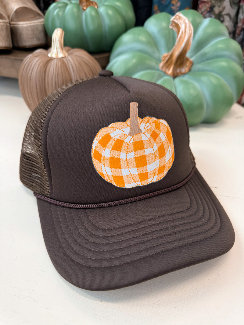 pumpkin trucker hat