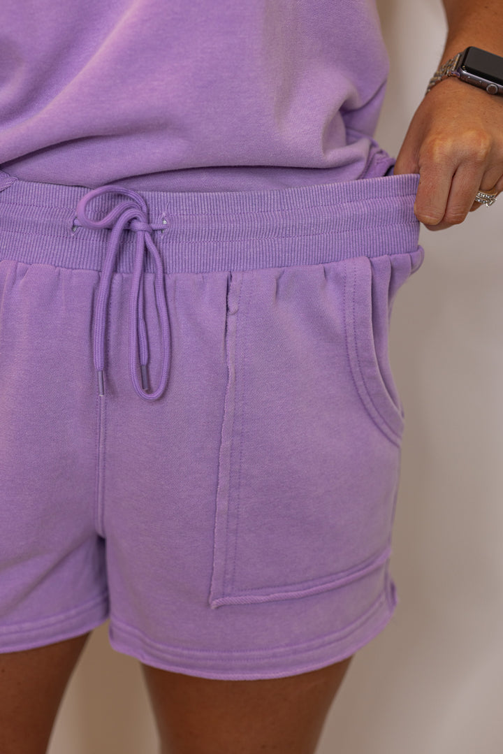 cotton lavender casual shorts set