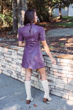 karlie purple faux leather mini dress