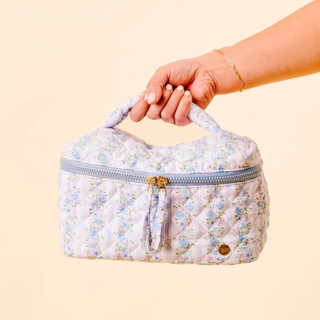 blue floral cosmetic bag 