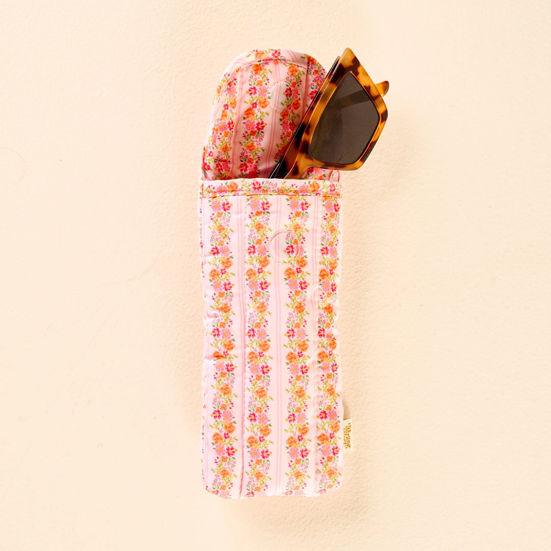 quilted floral sunglasses case