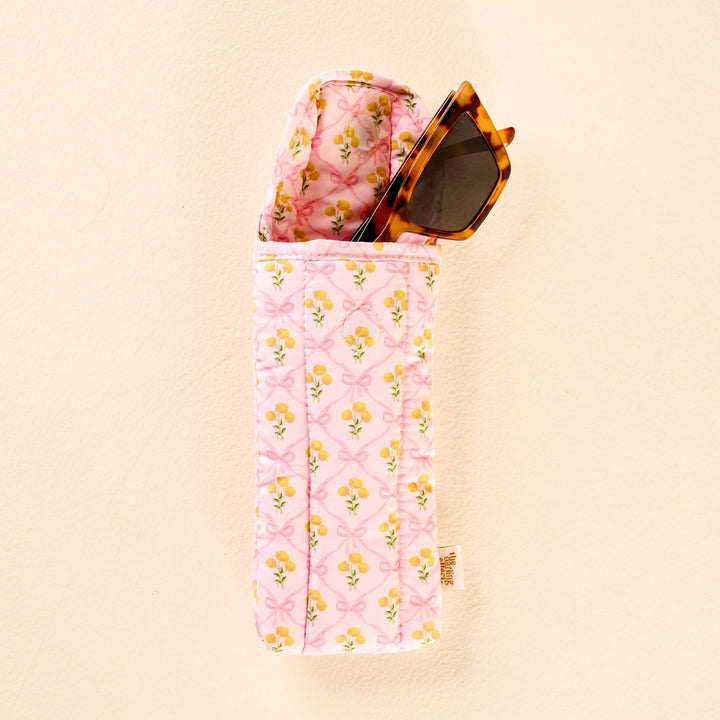 quilted floral sunglasses case