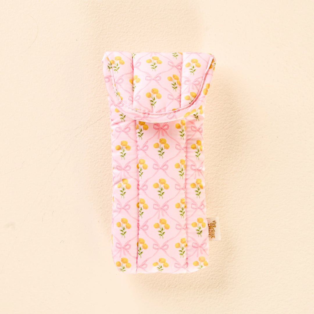 quilted floral sunglasses case