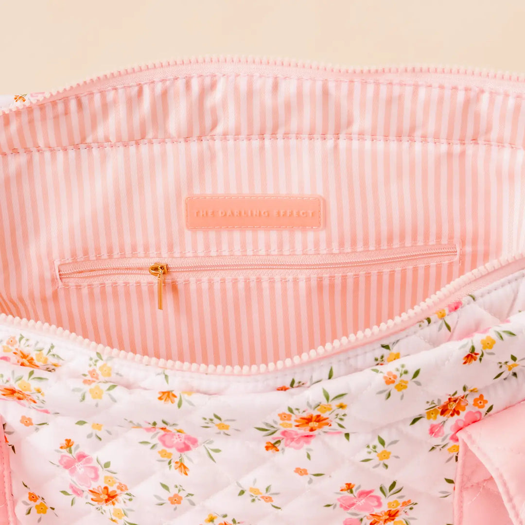 quilted tote bag airport approved floral