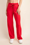 Rae Mode True red scuba knit straight leg elastic waist pants