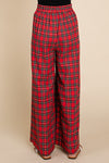 Jodifl Red and green plaid wide leg flannel palazzo pants