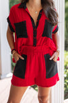 red black gauze rhinestone shorts outfit