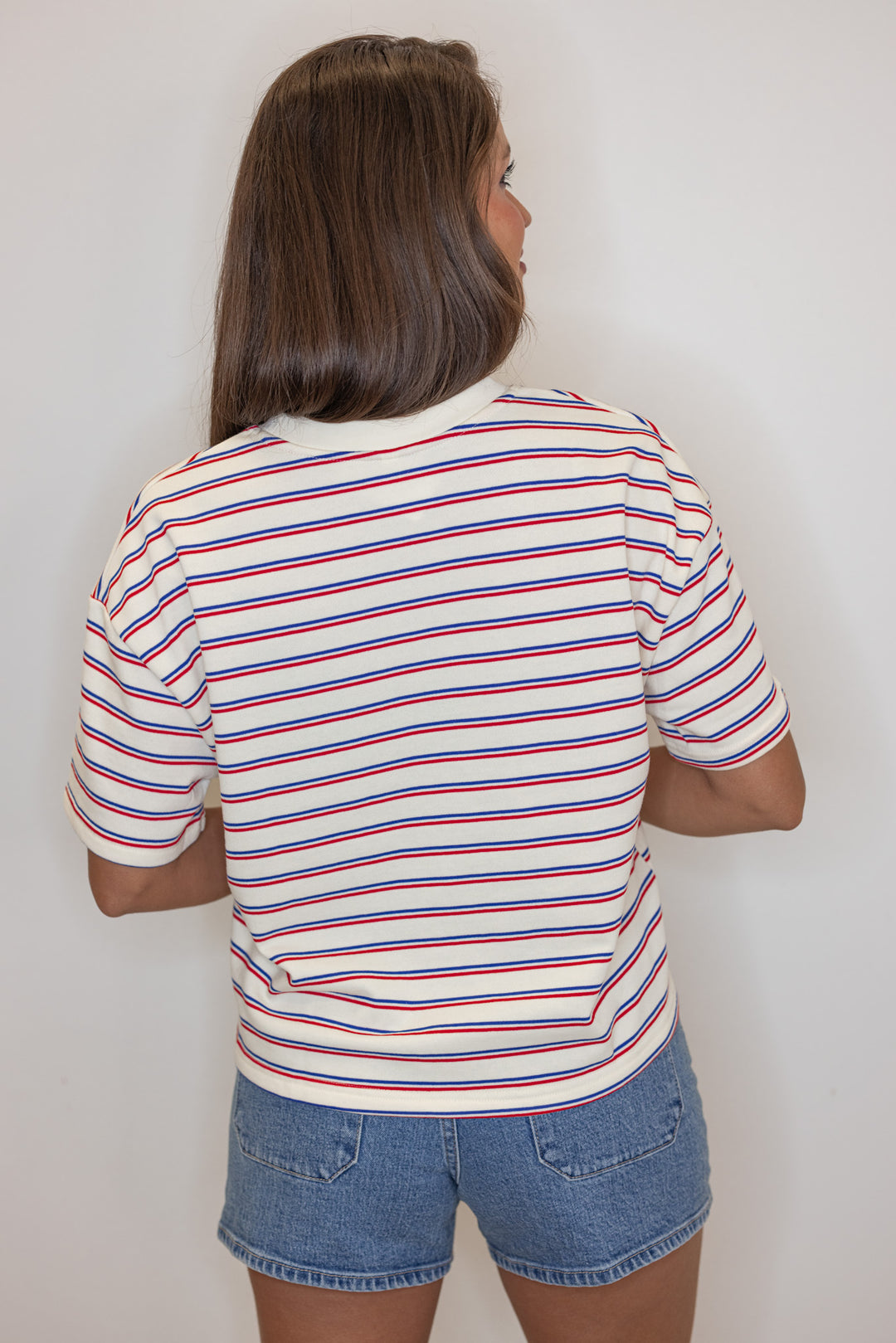 red blue stripe tee shirt