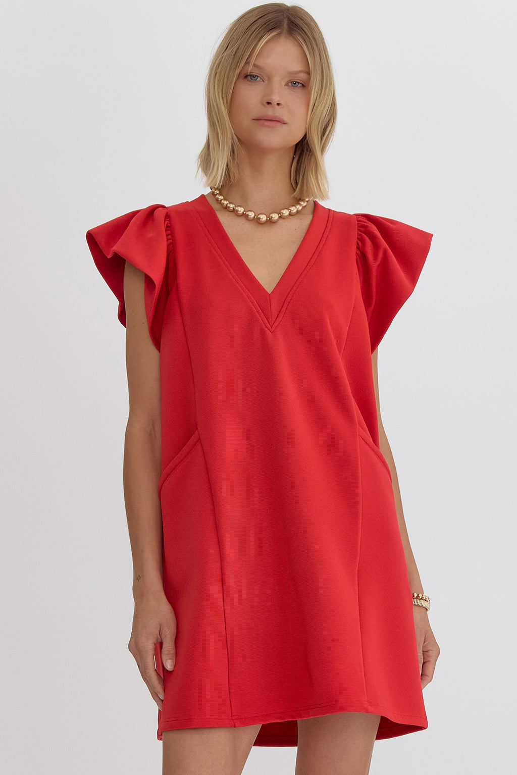 red knit entro dress