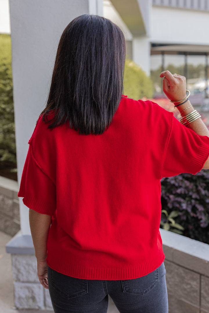 Staple Sweater Top Red by Jodifl showing up close back view
