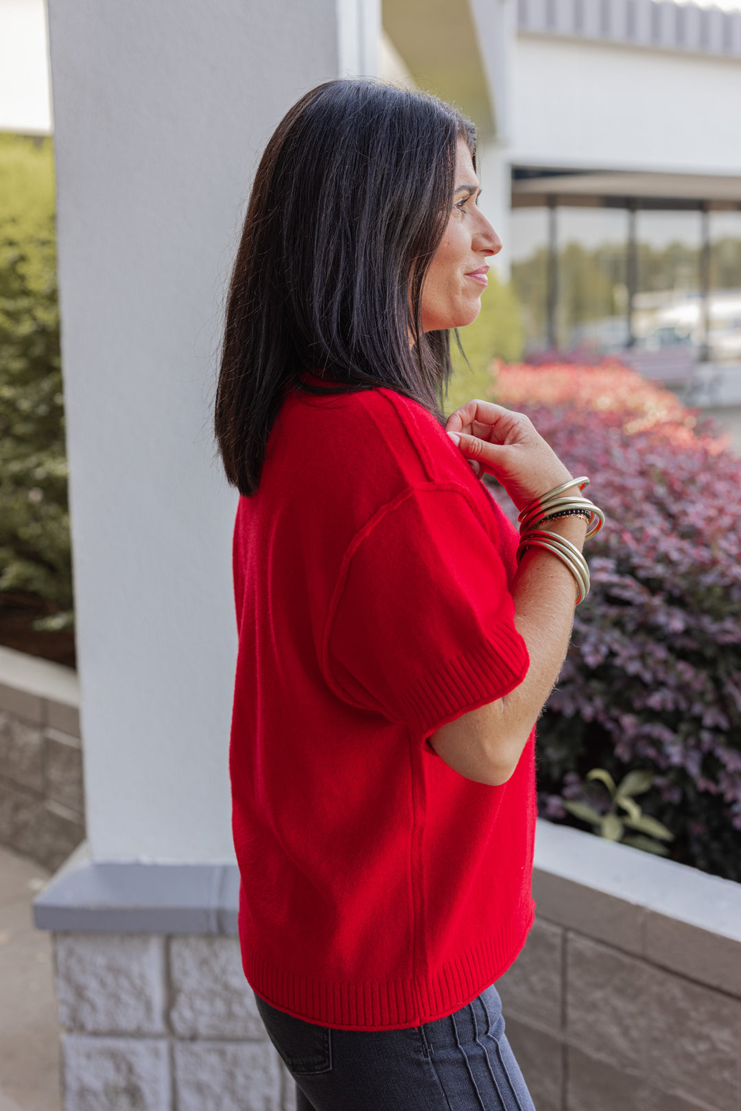 Staple Sweater Top Red by Jodifl showing up close side view