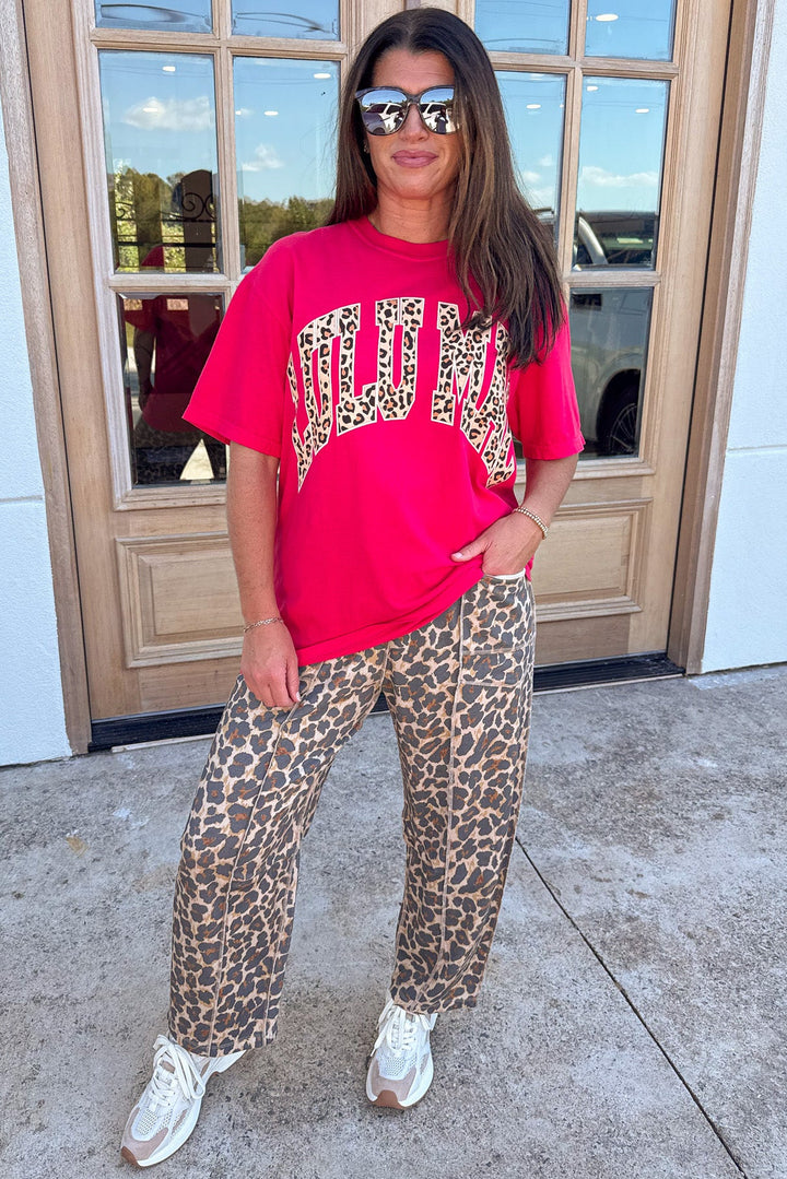 red with leopard print lulu mac graphic short sleeve comfort colors t-shirt