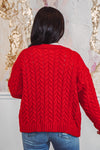 red pearl embellished sweater cardigan