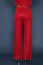 Skie Are Blue Red sequin wide leg pants 