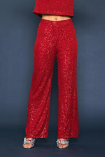 Skie Are Blue Red sequin wide leg pants 