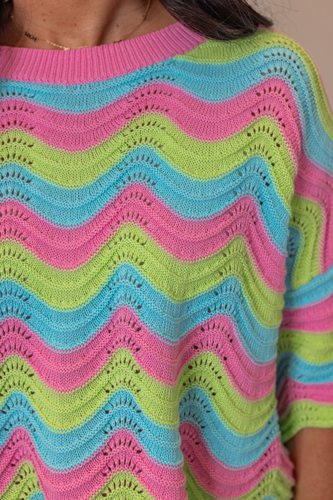 pink blue green woven striped shorts set