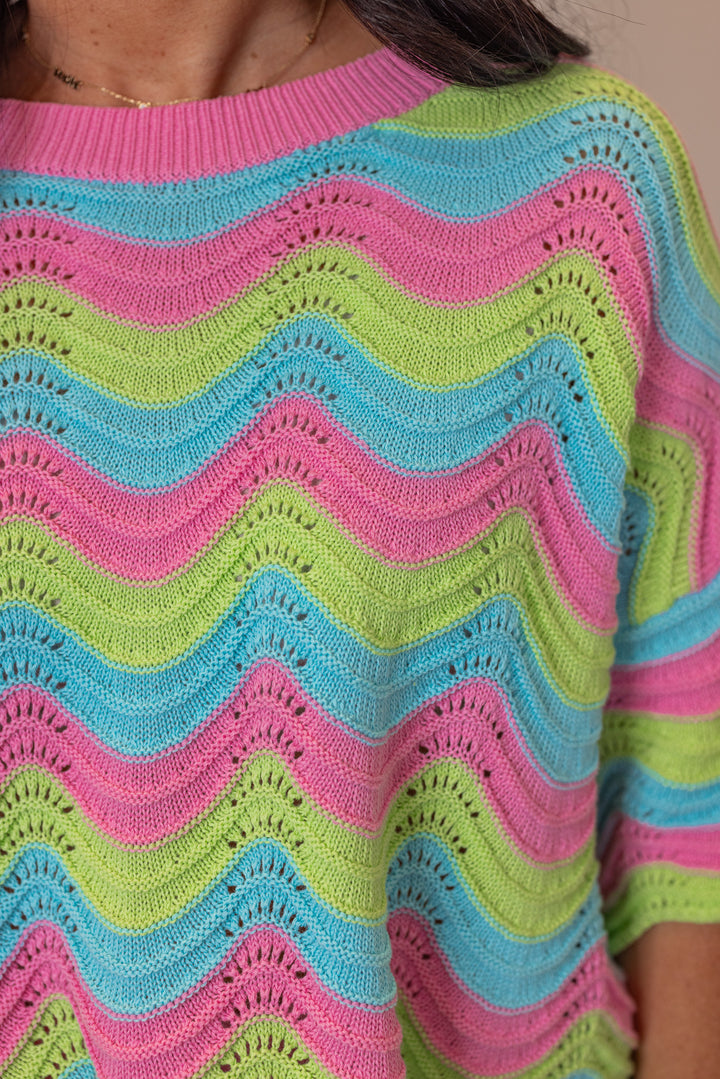 pink blue green woven striped shorts set