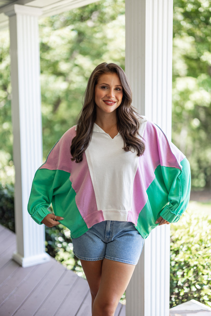 free people dupe color block pullover