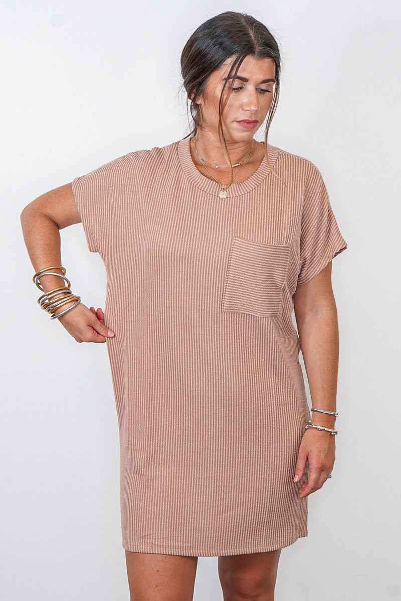 ribbed mocha dress