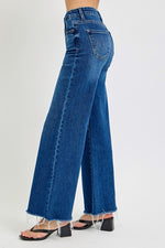 Risen Jeans dark washed denim wide leg jeans with tummy control and no rips