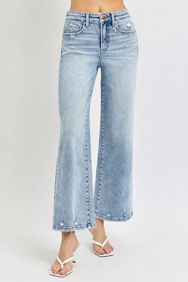 risen jeans tummy control crop denim light wash