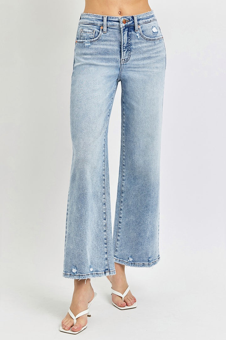 risen jeans tummy control crop denim light wash