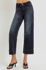 Risen Jeans washed black denim wide leg jeans with no rips