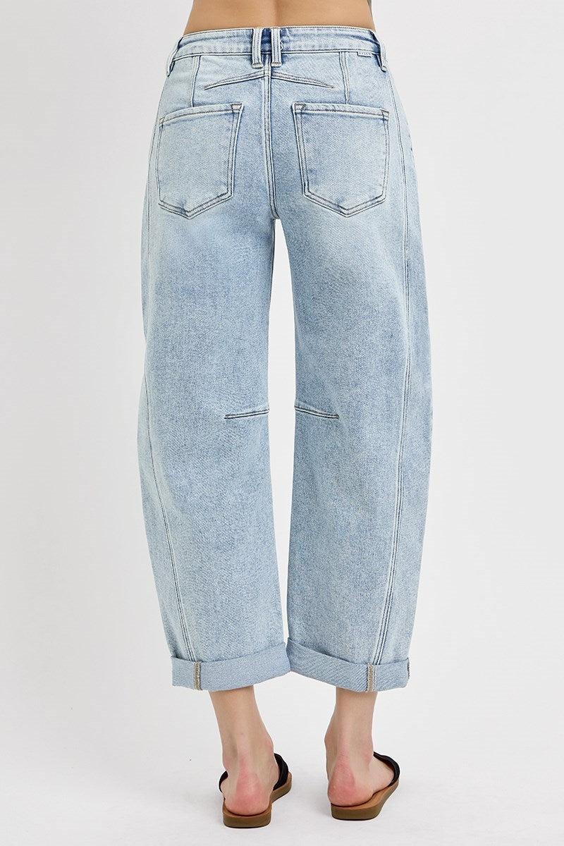 risen jeans light wash denim boyfriend barrel jeans