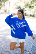 blue touchdown embroidered pullover