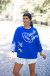 blue touchdown embroidered pullover