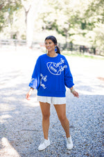 blue touchdown embroidered pullover