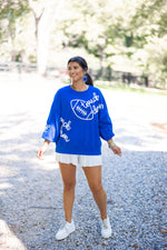 blue touchdown embroidered pullover